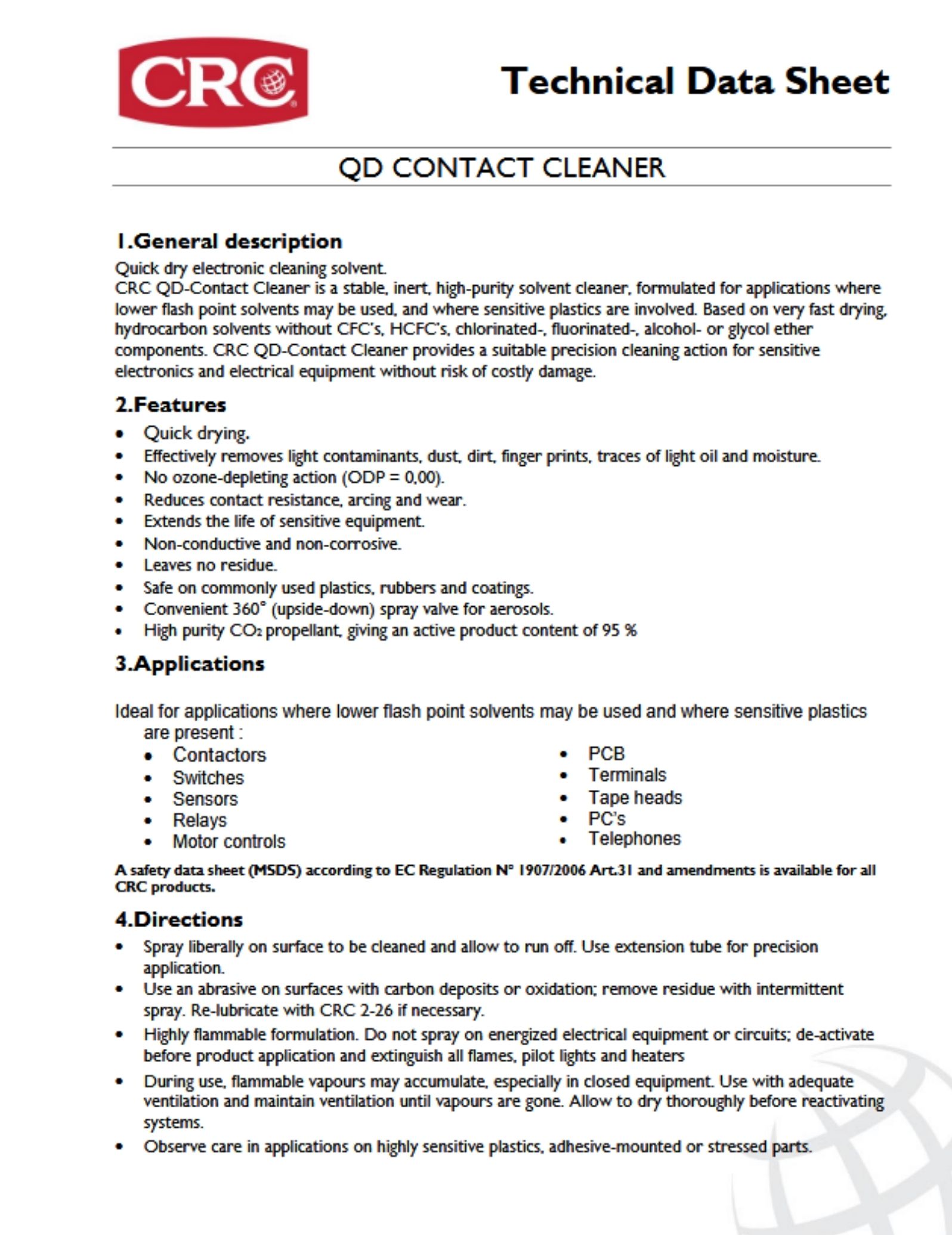 QD Contact Cleaner datasheet preview
